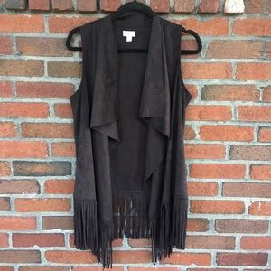 Black Faux Suede Decree Cowgirl Vest Size Medium
